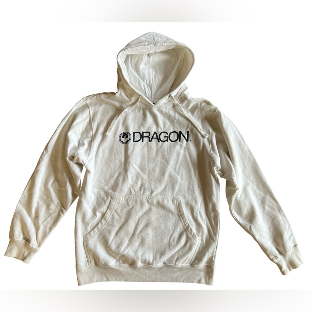DRAGON Alliance Icon Fleece White Pullover Logo Hoodie Adult SzS Skate Surf Snow